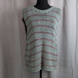 Free People Mint and Mauve Striped Knit Top. " Wave After Wave".